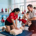 Instructor guiding students through CPR skills practice