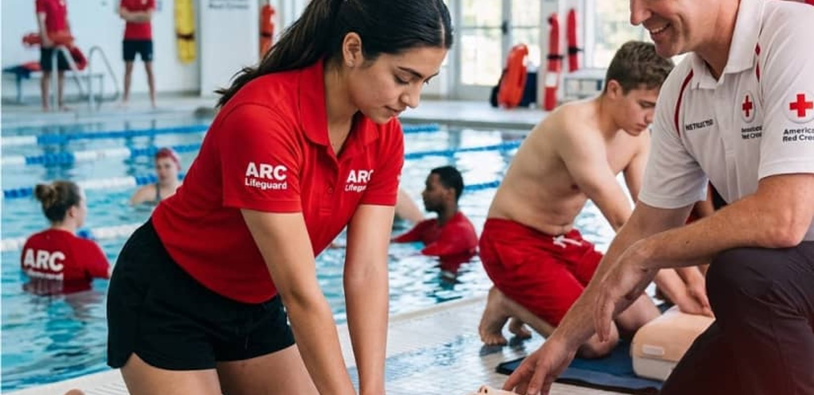 Instructor guiding students through CPR skills practice